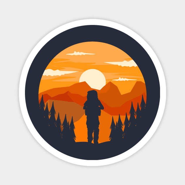 Mountain Hiker Magnet by Noirr